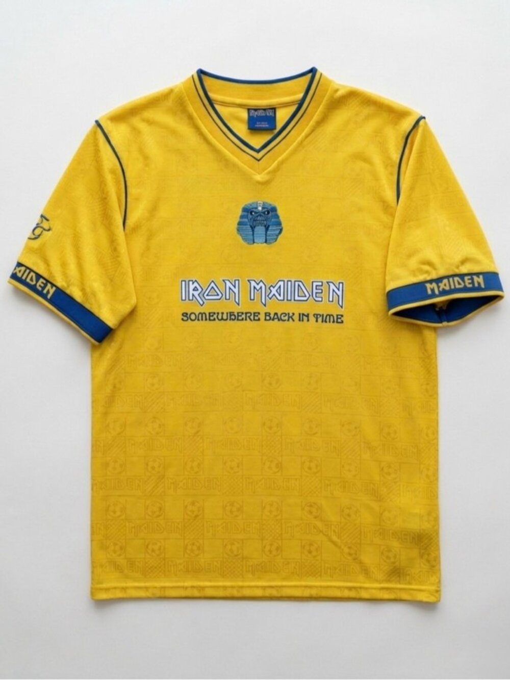 Iron Maiden 2008 Somehwere Back In Time Soccer Jersey Size Medium Yellow